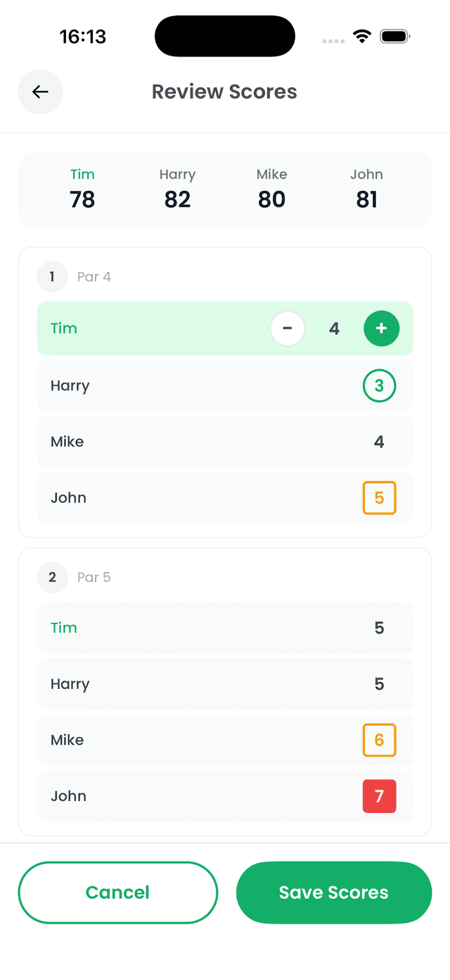Edit & confirm scores