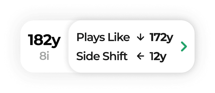 Smart Aim widget showing plays-like distance and side shift